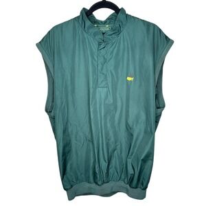 MASTERS Golf Vest 1/4 Snap Pullover Mens Green Sleeveless Size XL Flawed